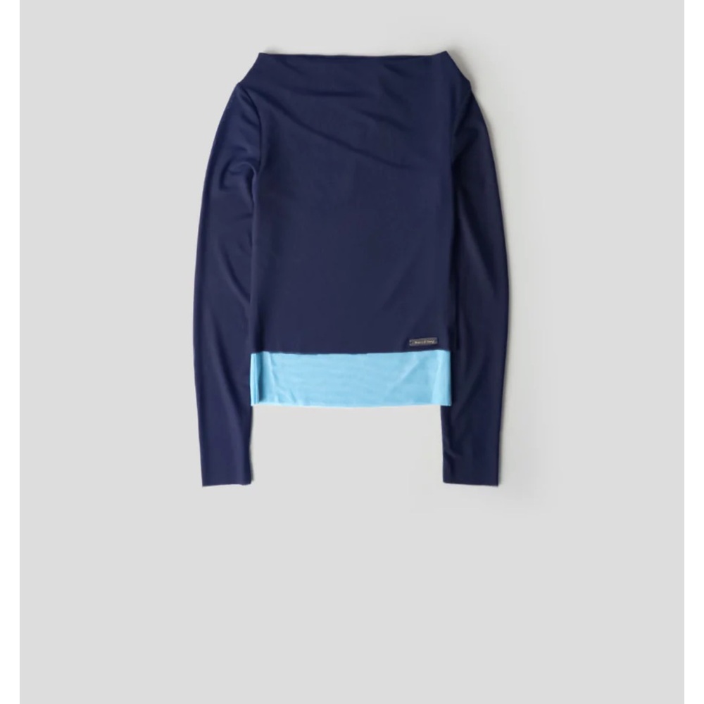 House of Sunny Navy and Light Blue Mesh Top